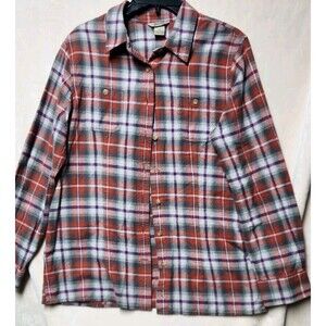 Duluth Trading Flannel Shirt Mens Size Medium Red Plaid  Crosscut Performance